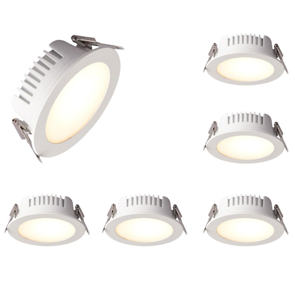 Faretto da Incasso A Soffitto A LED da 6 Pezzi, Faretto da Incasso A LED Impermeabile IP65 da 7W, 10W, 12W, 3CCT 3000K-6000K, Angolo del Fascio di 120, Faretto da Incasso per Doccia Antiruggine