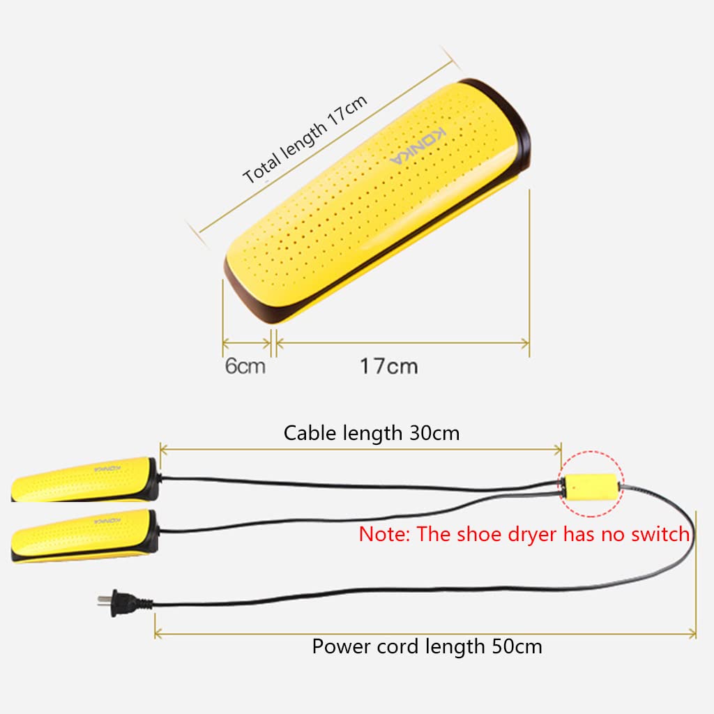Asciuga Piedi Scaldascarpe Asciugatrice Riscaldamento Dual Core,Scalda Scarpe Elettrico Essiccatore Portatile per Viaggi Domestici Invernali(Giallo)