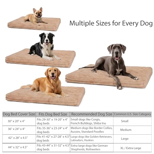 Image of Faux Fur Dog Bed Covers - Ultra Soft Rose Velvet, Removable & Washable, Cozy & Durable,Large Pet Bed Cover Only (No Filling) - Gray, (Stripe Light Brown, 36 inch L x 24 inch W x 4 inch Th)