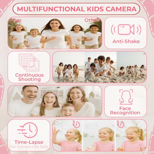 Image of Cason 48MP Digital Camera for Kids-Real Photo & Video Mini Camera for Photography 2.4 inch Rotating Screen, Built in Games Kids Cameras for 5-15 Years Girls & Boys(Supports Upto 64GB Memory)