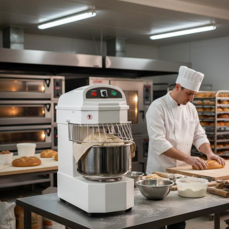 Pétrin à Pâte Professionnel 20 Litres - Cuve Fixe - 1100W - 1 Vitesse - Inox - Haute Performance
