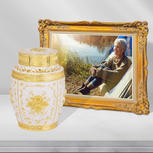 Image of Medium Cremation Urns for Human Ashes for Adult Female /Women /Mom | 7.1Inch Golden Rose Medium Size Decorative Urns for Ashes for Adult Male /Men /Dad,Decorative Urn for Funeral, Burial, Home