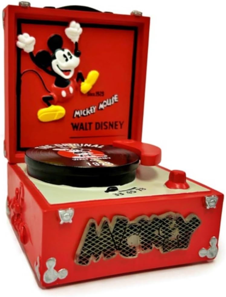 The Bradford Exchange "Vinyl Icon Mickey Mouse Retro Sculpture Collection Issue #3 Vintage-Inspired Radio with Lights and Music 1928 Original Design with Raised-Relief Trim and Walnut Finish 6-Inches