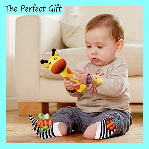 Foot Finders & Wrist Rattles for Infants Developmental Texture Toys for Babies & Infant Toy Socks & Baby Wrist Rattle - Newborn Toys for Baby Girls Boys - Baby Boy Girl Toys 0-3 3-6 6-9 Months - Image 4