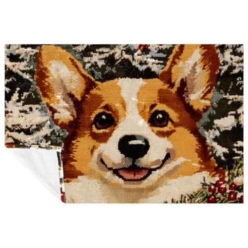 Couverture de Noël Corgi anti-froid plaid chaud multi-usage 150 x 100 cm - 2