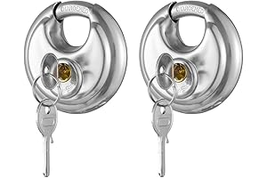 2-Pack Keyed Alike Discus Padlock for Storage Unit Lock, Unbreakable Security