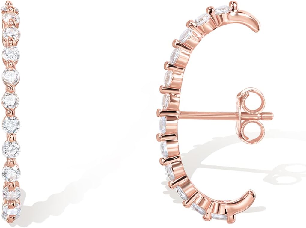 PAVOI 14K Gold Plated 925 Sterling Silver Post Minimalist Suspender Ear Cuff Earrings for Women | Wrap Earlobe Studs