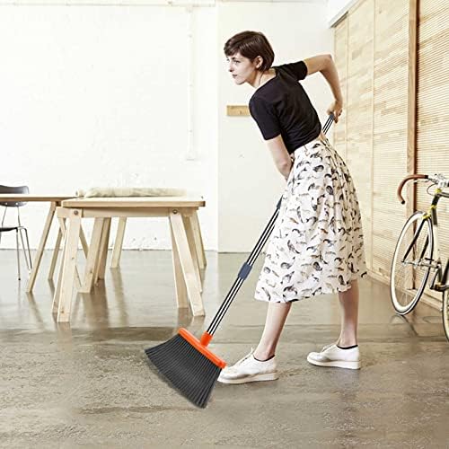 kelamayi Upgrade Broom and Dustpan Set, Self-Cleaning with Dustpan Teeth, Indoor&Outdoor Sweeping, Ideal for Dog Cat Pets Home Use, Stand Up Broom and Dustpan (Gray&Orange) - 4