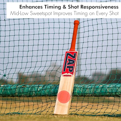 Image of ZAP Instinct Kashmir Willow Cricket Leather Bat(Size - H - 32.7Inches) | Professional Season Bat for Leather Ball | Singapore Cane Handle | Ring Grip | Shock-Absorbing Design | Free Cover