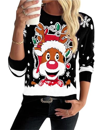 Uniexcosm Weihnachtspullover Damen Ugly Strickpulli Pullover Warm...