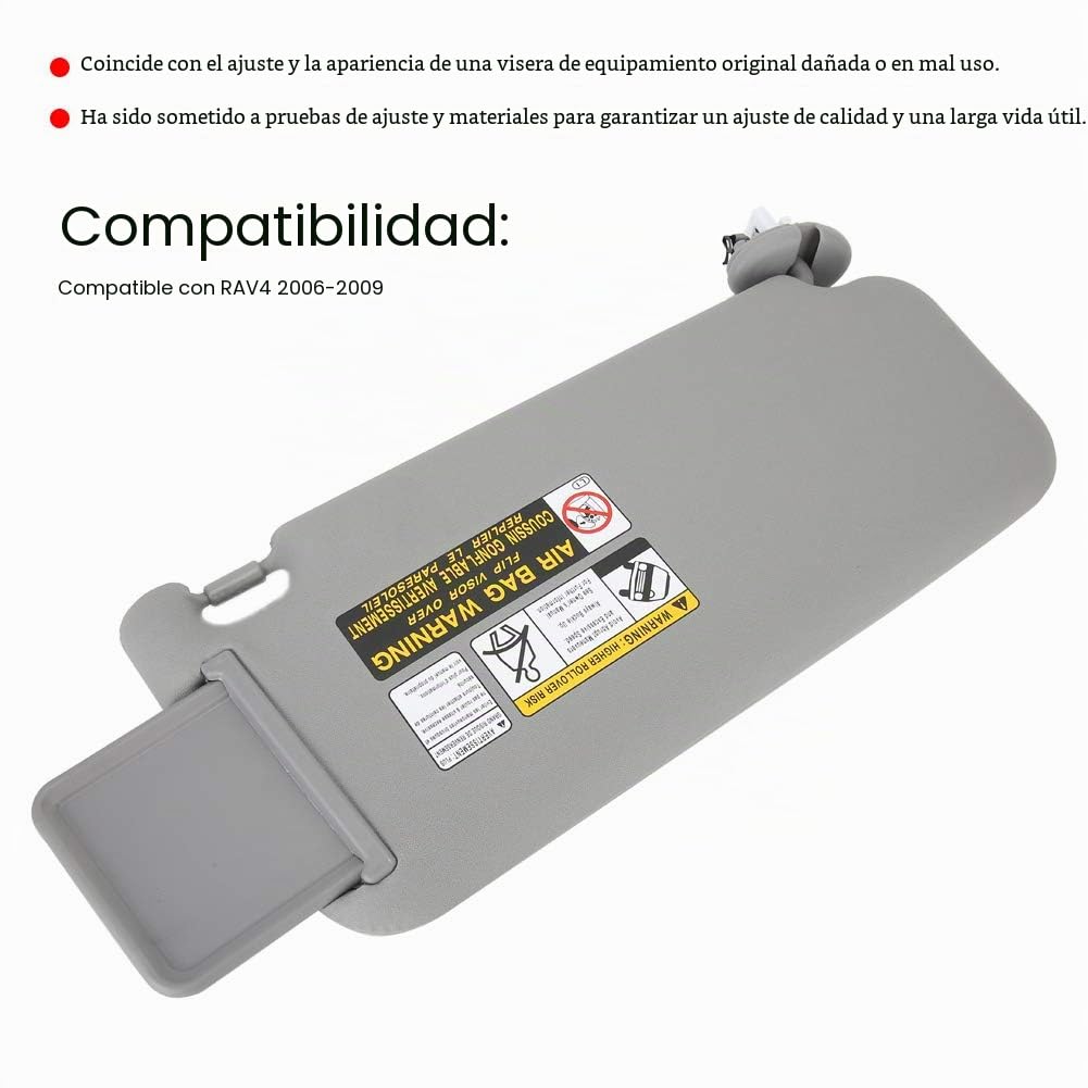 Parasol para Coche, Soporte para Parasol, Parasol Izquierdo del Lado del Conductor, 74320‑42501‑B2 para RAV4 2006‑2009, Gris