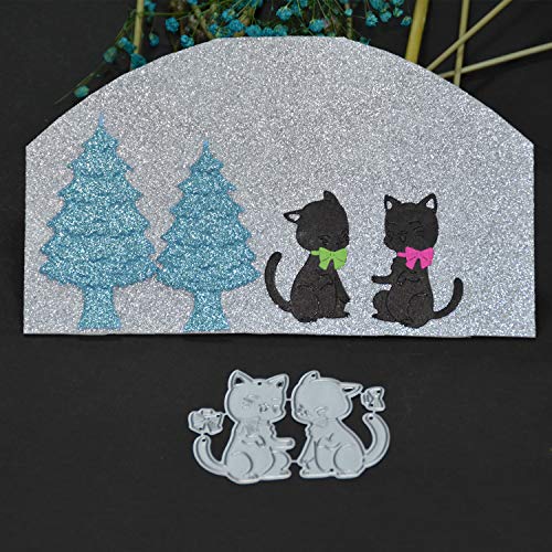 Corte de metal de Natal morre Árvore de Natal Gatos bonitos Forma Corte Die para crianças DIY Cartão