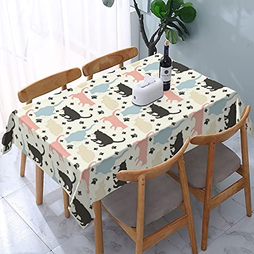 テーブルクロス 長方形 大判 猫柄 可愛い猫 テーブルカバー おしゃれ 撥水 防水 防油 防汚 インテリア キッチン/ダイニング/リビング/パーティー用 137×183cm
