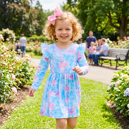 Image of Toddler Little Girls Casual Dresses Short Sleeve Crew Neck Graphic Cartoon Dress for 2-8 Years