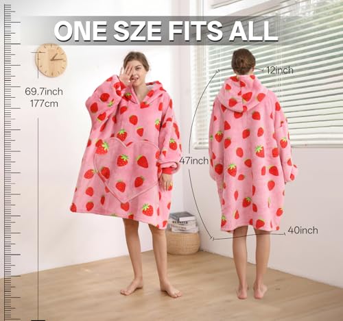 Dietersler Strawberry Sherpa Wearable Blanket Hoodie — view 3