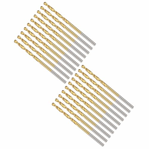 Image of CoCud 1.6mm Drill Bit, 1/16" Cutting Diameter, 4241 HSS TiN Coated 118° Cutting Angle Versatile Jobber Bits - (Applications: for Drilling Plastic Wood Soft Thin Metal, 20-Pieces
