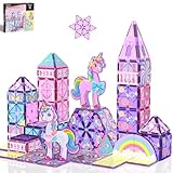 GobiDex Magnetic Building Blocks Unicorn Toys for Girls, Princess Magnetic Tiles Building Toys for Kids Ages 3-5 4-8, STEM Sensory Toddler Game Birthday Gift for Girls Boys Ages 3+