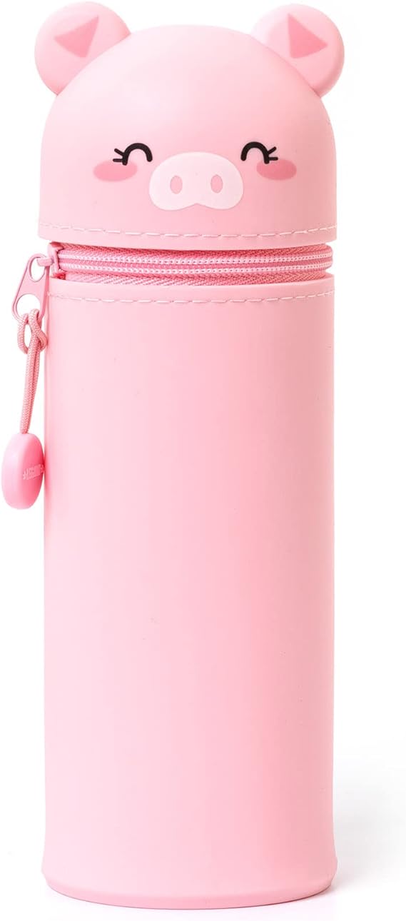 2-in-1 Silikon Federmäppchen Als Stiftehalter - Niedliches Tierdesign