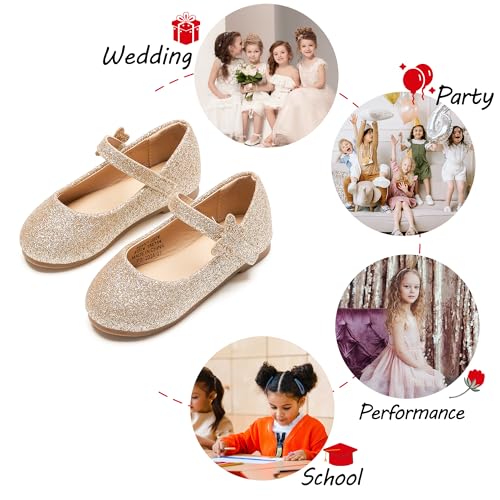 Image of PHIRAMIN Toddler Flower Girl Dress Shoes - Little Girl Mary Janes Flats Wedding