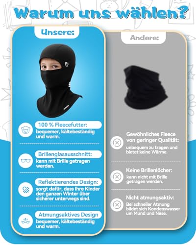 THIMOONS Sturmhaube Kinder Winter | Winddicht Warm Balaclava mit Reflective | Fahrrad Snowboarden Ski | Skimaske für Jungen Mädchen