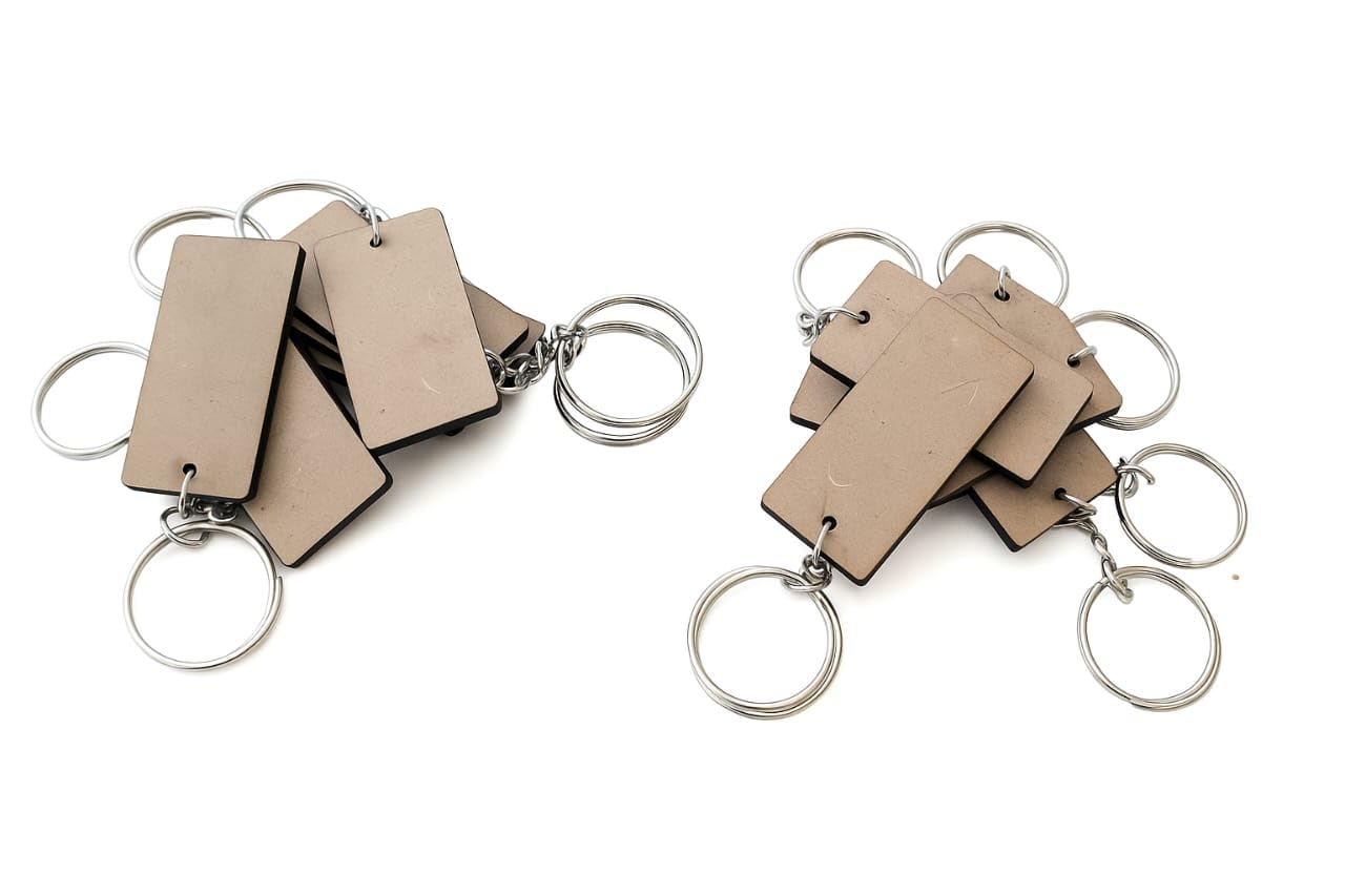 Doyen creation mdf Key Chains Wood Sheet Craft Rectangle -Shaped Key Chains For Painting Wooden Sheet Craft Set Of 20-2 X 1 Inch For Decoupage Resin Art Work & Decoration (Rectangle)-image-36