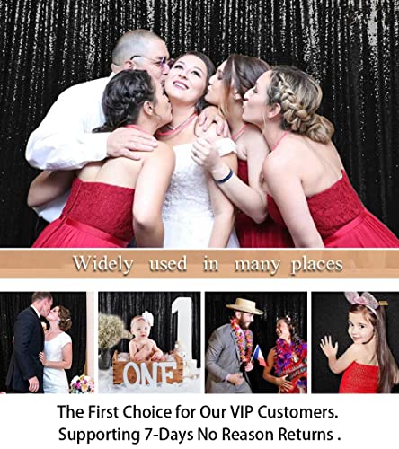 Black Sequin Backdrop Curtains 2 Panels Seuqin Bakdrop 4X8Ft Shimmer Backdrop For Photograph Wedding Backdrop Drapes Black Glitter Backdrop Curtain #TOP5
