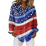NBXNZWF 250 Anniversary USA Shirt Women Long Sleeve Button Down American Flag Shirts 4th of July Patriotic Tops Blouses 2026 American Shirt for Woman