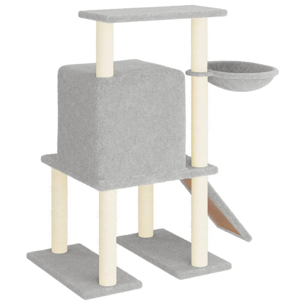 Tiragraffi per gatti con colonne tiragraffi in sisal e peluche, altezza 96,5 cm, albero da arrampicata con grotta, superficie di appoggio, amaca, mobili tiragraffi per soggiorno, torre da