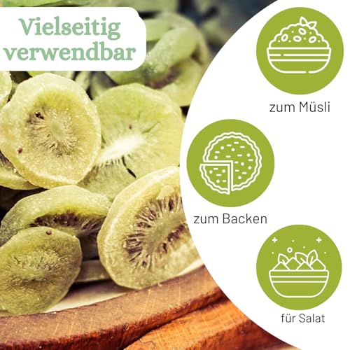 1001 Frucht Kandierte Kiwi Scheiben 250 g leicht geschwefelt I Aromatische Kandierte Früchte I Premium Trockenfrüchte Kiwi als gesunder Früchte Snack Müslifrüchte Knabberei