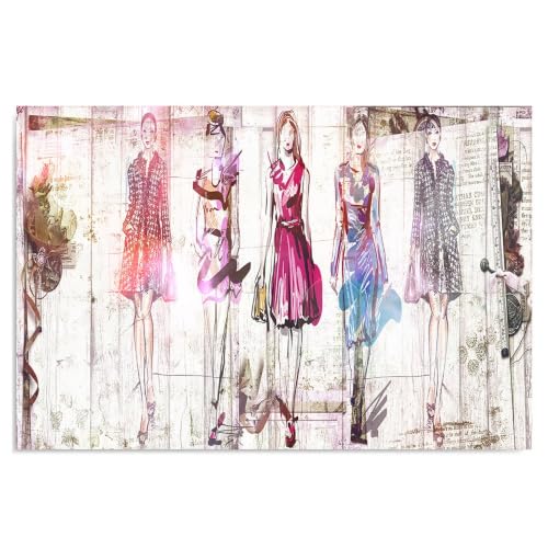 Póster decorativo para salón con ilustración de moda y acuarela de fondo vintage
