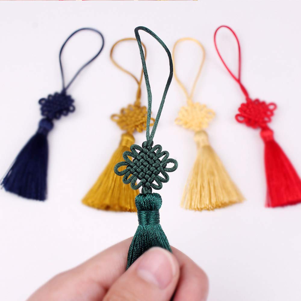 6 pezzi/12 pezzi/24 pezzi/lotto 5 cm nodo cinese nappa frange di seta frangia da cucire nappe finiture chiave nappe decorative per tende fai da te decorazioni per la casa, blu scuro, 6 pezzi (verde