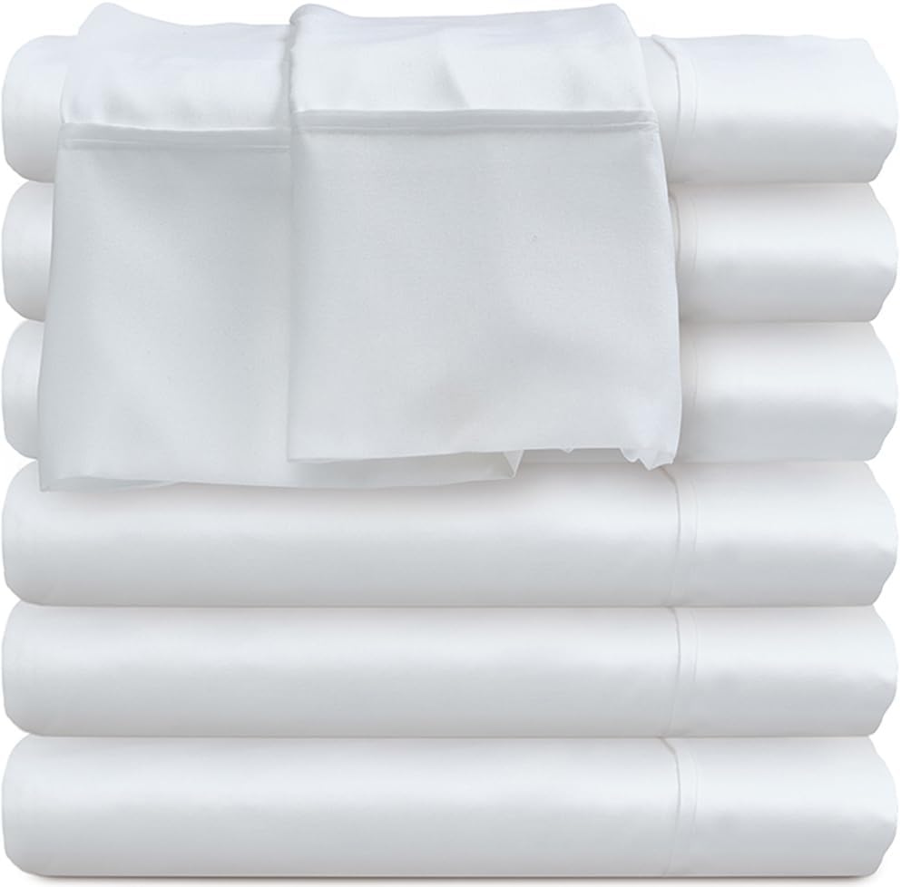 Bulk Twin Size White Microfiber Flat Sheets (6-Pack)