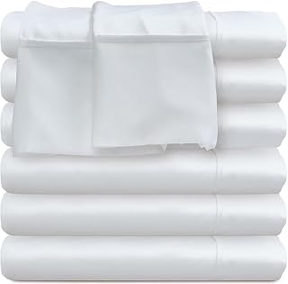 Twin Flat Sheets Only - 6 Pack Bulk White Sheets for Massage Table, Hospital Bed, Home, Air Bnb Essentials, Dorm Decorations- Made of Microfiber Fabric for Soft Feel