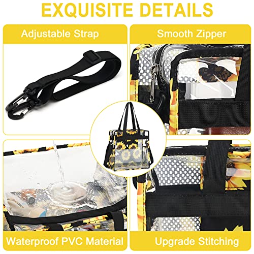 Clear Bag Stadium Approved 12X6X12 Transparent Crossbody Tote Bags With Makeup Purse See Through Lunch Handbags For Work Concert Beach With Shoulder Strap (Sunflower-Clear-2Pcs) #TOP7