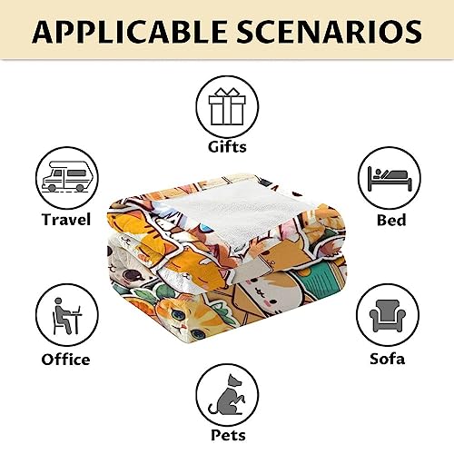 Cat Blanket Gifts - 30"x40" Cute Throw for Kids & Adults - Yellow Soft Fuzzy Blankets for Couch & Office