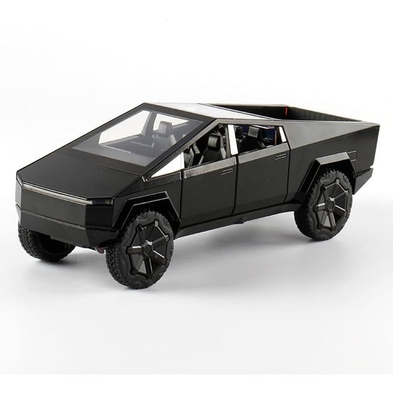 Image of Model 1:24 Big Tesla Cybertruck Model Alloy Metal Pull Back Die-cast Car Openable Doors with Sound and Light Vehicle Car Toy for Kids - Multicolor