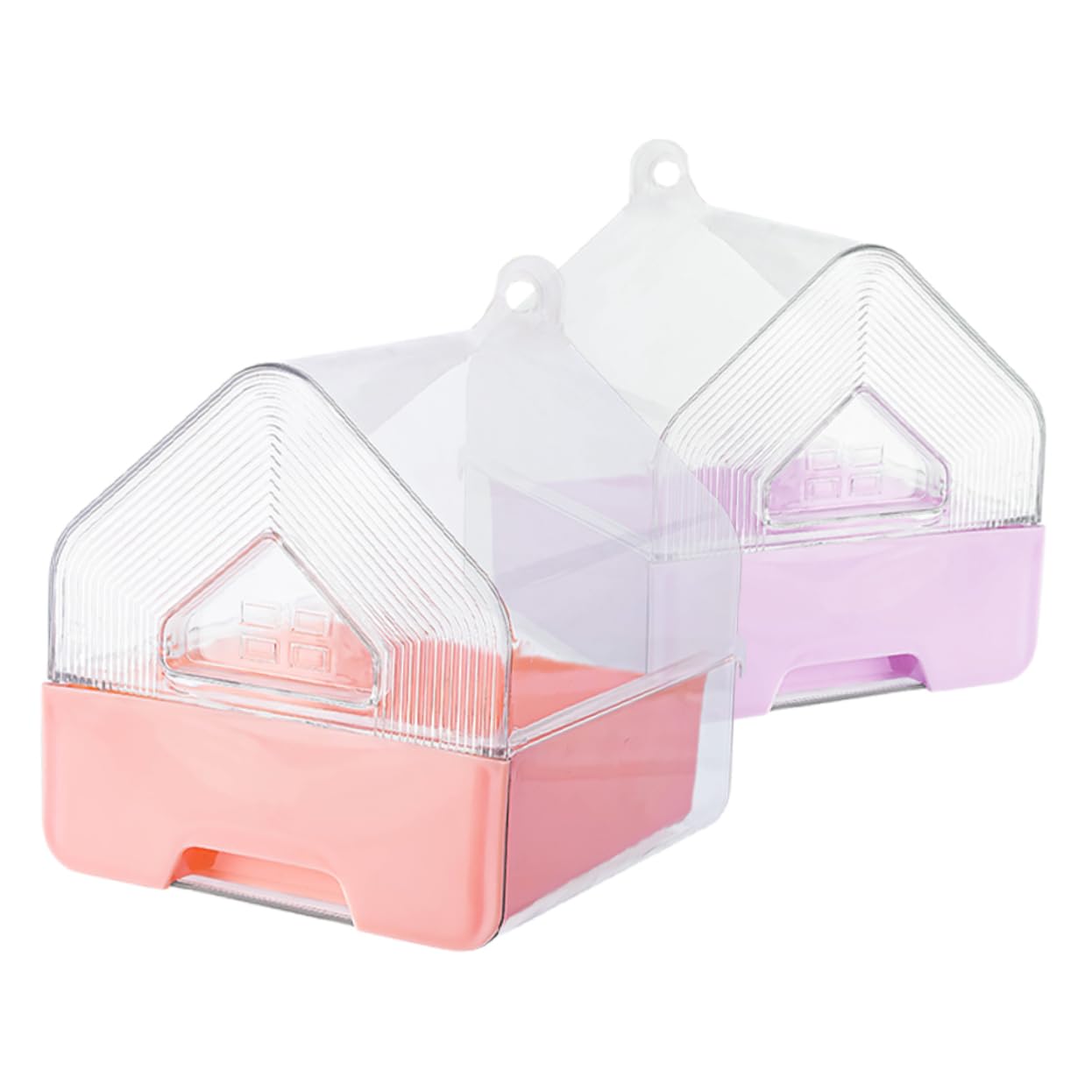 balacoo 2Pcs Hanging Parakeet Bathing Box with Drawer for Stress Bathing for Cockatiels Budgies and Small Birds Indoor Spaces