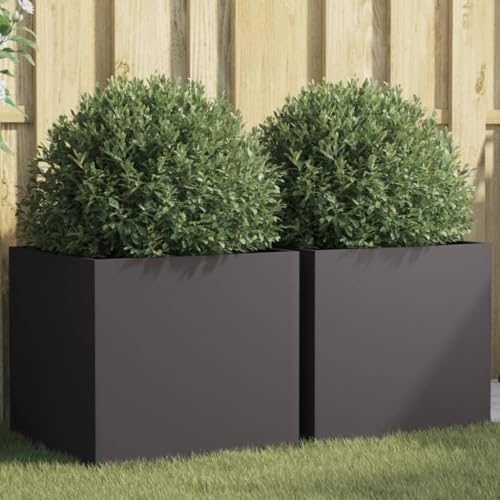 Somanki Jardineras 2 Unidades Acero Laminado en frío Negro 49x47x46 cm, Huerto Urbano Terraza, Jardineras Exterior, Jardineria Maceteros, Mesa De Cultivo, Huerto En Casa - 841560