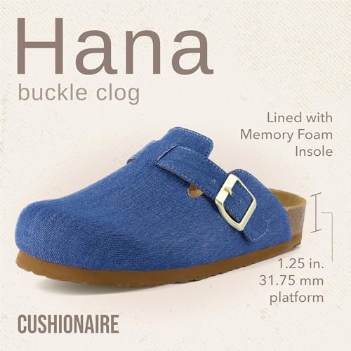 Image of CUSHIONAIRE Hana Womens Clogs | Comfortable Vegan Suede Clogs for Women | Slip On Potato Shoes with Cork Footbed & Arch Support | Memory Foam, Wide Widths Available