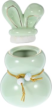 PRETYZOOM Ceramic Bunny Jar Loose Leaf Tea Canister with Lid - Easter Day Party Decoration Table Centerpiece Sealing Jar Sugar Storage Container 4.72 x 2.95 x 2.95In