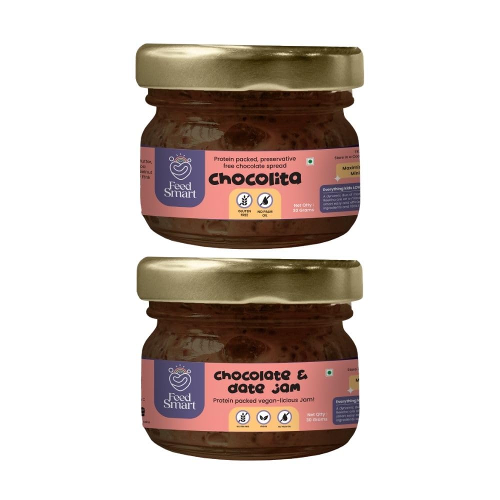 Feed Smart Healthy Snack Duo: Mini Trial Packs | Chocolate Spread & Date Jam | No White Sugar, Preservatives, or Artificial Colours | Gluten-Free, Vegan & 100% Natural | 30gm Each (B0D8Q6845D) Amazon Price History, Amazon Price Tracker
