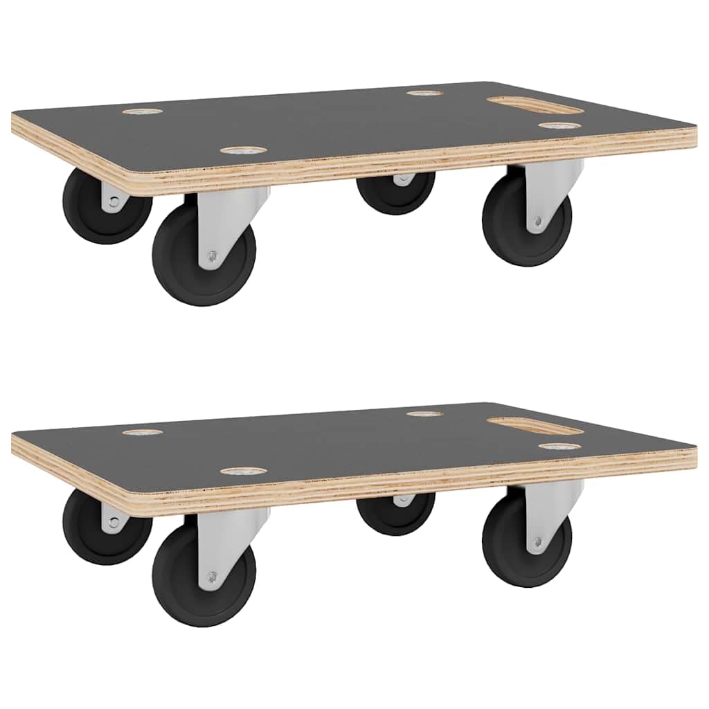 Vidaxl Grey Transport Trolleys 2 Pcs, Moving Trolley With Anti-Slip Pad, Furniture Mover With Rotatable Castors, Platform Dolly, Rectangular