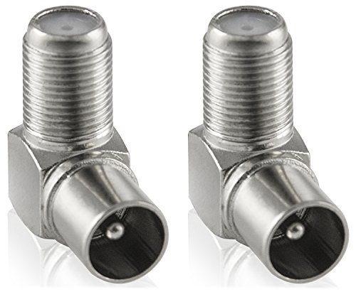 POPPSTAR - 2x SAT Angle Adapter (Antenna Angle Adapter 90 degrees angled, Coax F female to IEC antenna connector)