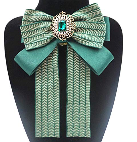 Green Bowknot Bow Brooch for Women Cravat Bowtie Ribbon Neck Ties Pins and Brooches Fashion Gifts for Guests Outfit Badge Women Brooch (SR152 Weave Green)
