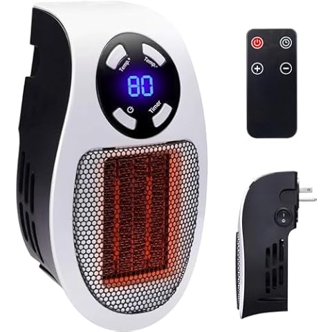 450W Space Heater, Remote Wall Outlet Electric Space Heater as Seen on TV with Adjustable Thermostat and Timer and Led Display, Compact for Office Dorm Room Cover