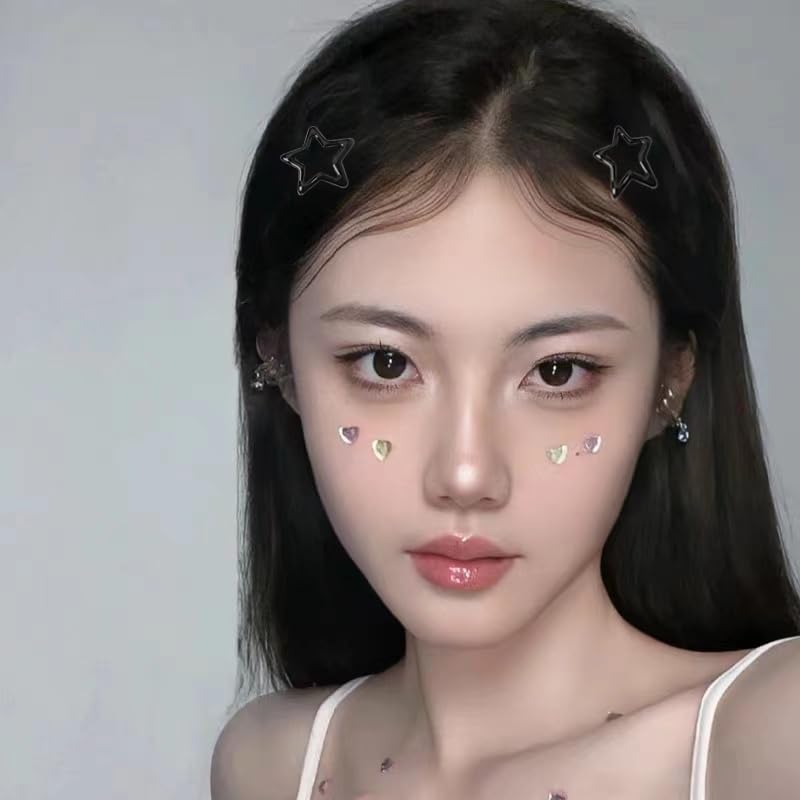 Miniatura 5 de Pinzas para el cabello pequeñas negras a presión con estrella Y2K, accesorios para mujeres y niñas, de metal, antideslizantes, pasadores para el