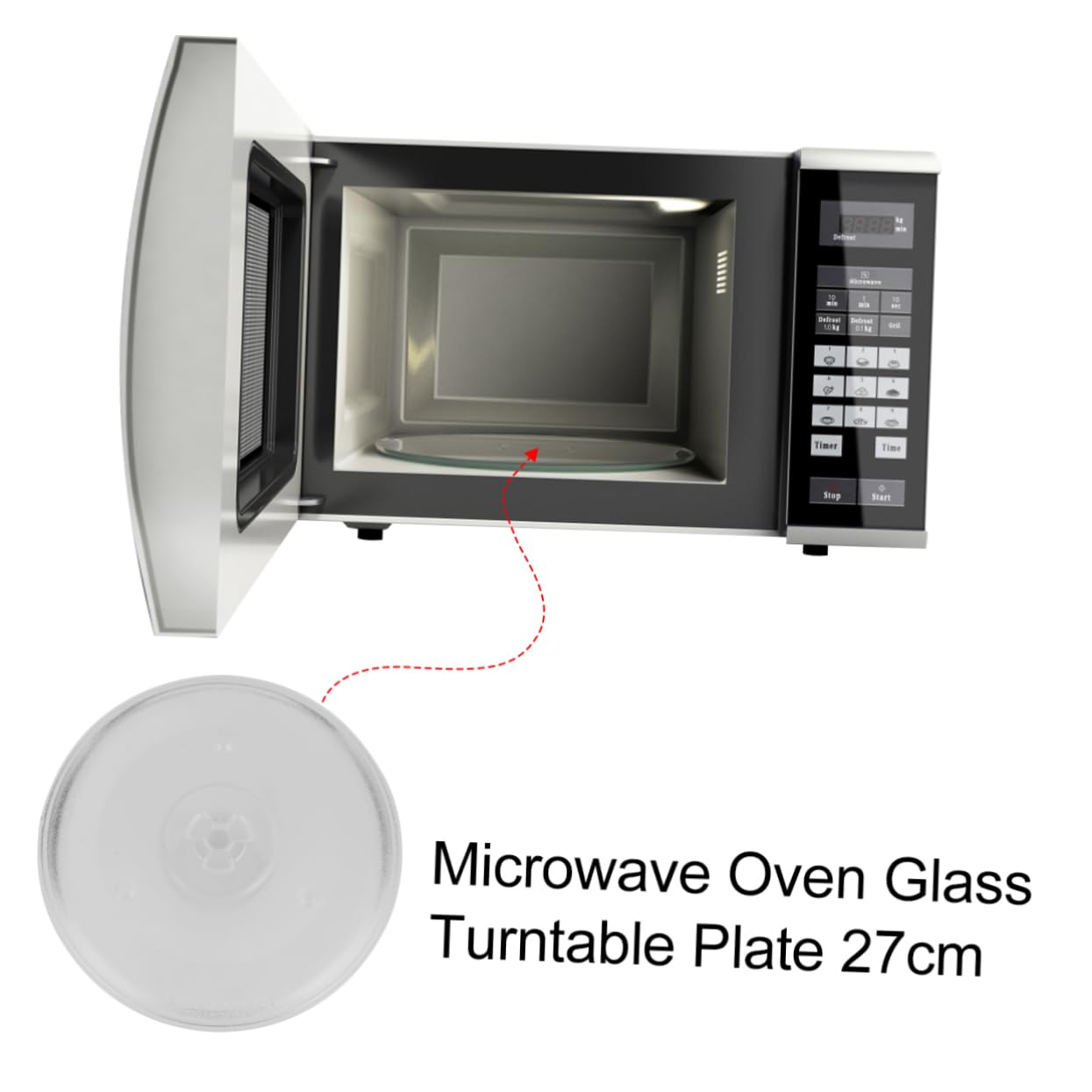 COLLBATH 27cm Y-förmiger Drehteller aus Glas für Mikrowelle Hitzebeständig Leicht zu Reinigen Ersatz für Täglichen Gebrauch im Haushalt