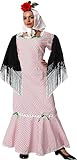 Gojoy shop - Disfraz de Chulapa Madrileña para Adultos, Contiene: Vestido, Mantón, Pañuelo, Clavel y Mochila de Cuerdas. (ROSA, M)
