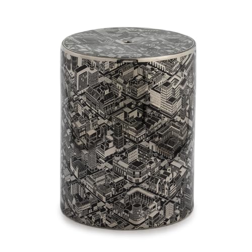 TABURETE 33X33X45 CERAMICA NEGRO/PLATA