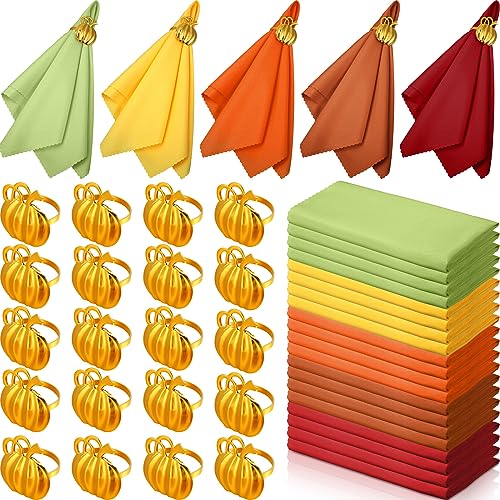 Set de 20 servilletas de tela para otoño y Acción de Gracias miniatura 1
